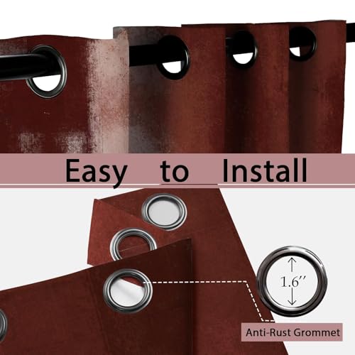 Image of Asuexpect Red Curtains 2 Panels Abstract Rust Curtain Room Darkening Grommet Window Treatments Modern Decorative for Bedroom Living Room, 52x84 Inches
