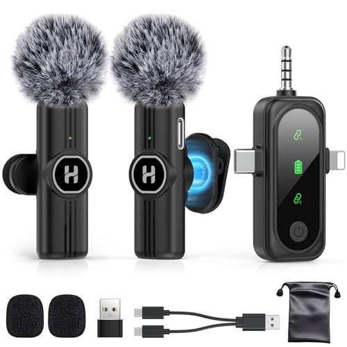 HEHOTTC 3 in 1 Mini Wireless Lavalier Microphone for All