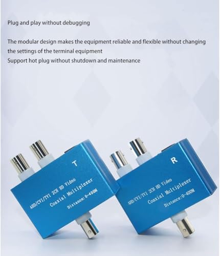 2CH HD Video Coaxial Multiplexer, AHD/CVI/TVI Compatible, HD Coaxial Cable Saver | Plug & Play for 2 Cameras via 1 Cable