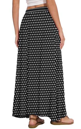 Image of Womens Maxi A-line Long Skirt Casual 2026 Elastic High Waist Flowy Skirts with Pockets
