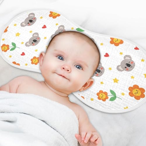 2 Pack Muslin Burp Cloths Koala Flowers Cotton Baby Burp Cloths Extra Absorbent and Soft Thick Burping Cloth for Newborn Babies Boys Girls, Large 22" x 11"4