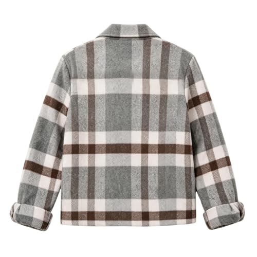 Crop Jackets for Women Plaid Vintage Button Down Collared Fall Coats - image 6