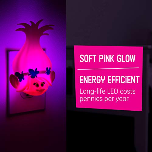 Dreamworks Trolls Poppy Led Night Light, Trolls World Tour, Plug-In, Dusk To Dawn, Ul-Listed, Pink Glow, Ideal For Bedroom, Nursery, Bathroom, 43741 #TOP4
