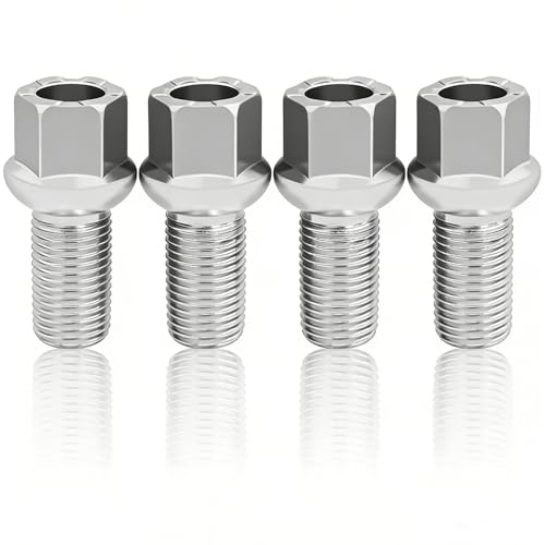 KoiLuvGo 4PCS M14x1.5 Wheel Bolts Hex Ball Seat Lug Bolts Alloy Steel 27mm Shank Length Hex Wheel Lug Stud WHT001812 Replace Bolt Studs Hub Screws with Nuts for Audi Seat Skoda VW