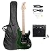 39 inch Electric Guitar Kit Bundle with 20w Amplifier, All Accessories,6 Strings,Picks,Shoulder Strap,Case Bag Starter kit Full Size (Dark Green)