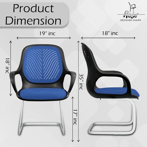 Image of ROSE Zaria | 3 Years Brand Warranty | Ergonomic mesh mid-Back Office Chair, Perfect for Study, Work from Home, revolving, Rolling Computer Desk Chair (Black & Blue, Visitor)