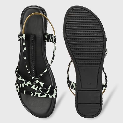 Image of Centrino Women's Sandals | Trendy Stylish Slip-On Open Toe Sandals for Ladies | Animal Print Cross Strap Comfortable Casual Flip-Flop Sandals | Lightweight and Durable Fashion Footwear(9328)