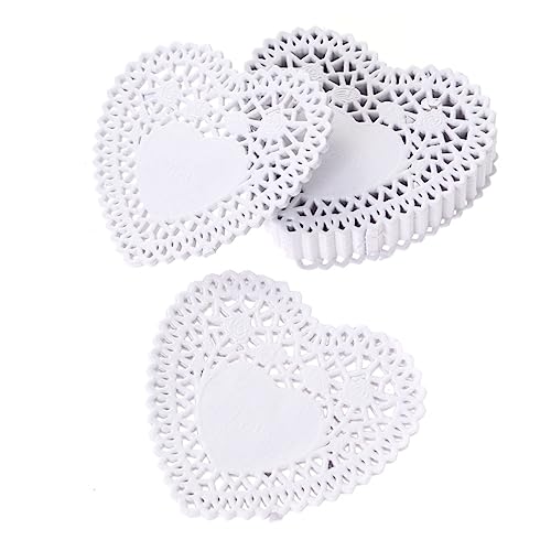 CIYODO Fashionable Heart Shape Cake Lace Paper 250pcs Oil Absorbing Doilies for Wedding Decorations