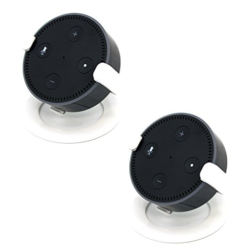 Image of Metal Table Top Echo Dot 2nd Generation Base Holder Bracket Case Stand for Smart Home Speaker Assistant (SDM-EH-02W), 2 Packs, White by WALI