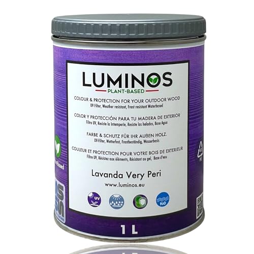 Luminos - LUM1117 - LAVANDA VERY PERI - Lasure Biobased pour bois extérieur à l'eau - Violet Lavanda 1L