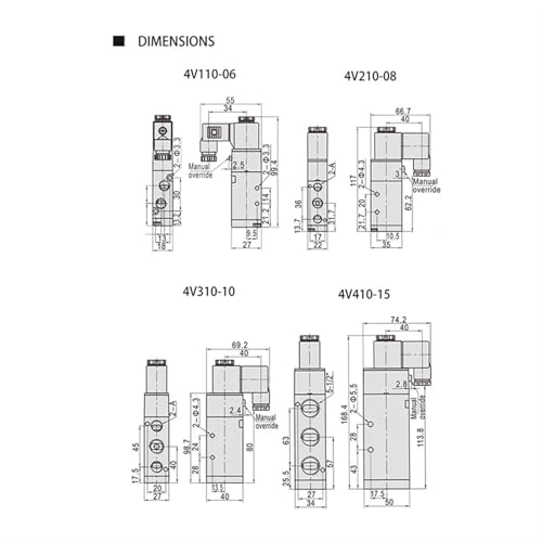 Électrovanne pneumatique 5 voies 4V110-06 à commutation rapide et stable