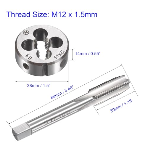 MACHSWON M12 x 1.5mm Metric Tap and Die Set - Machine Thread Screw Tap with Round Threading Die Kit for Thread Repair - Image 3