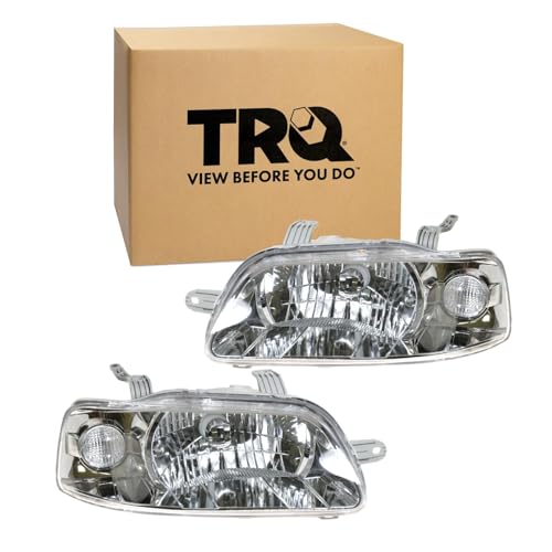 Image of TRQ 2 Piece Headlight Assembly Set Driver & Passenger Side Compatible with 2004-2008 Chevrolet Aveo 2007-2008 Aveo5 With Composite Headlights GM2502241 GM2503241 GM2518154 GM2519154