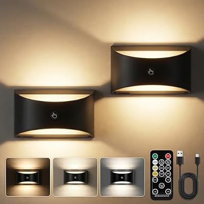 tiyiawi Battery Powered Wall Sconces Set of Two, R...