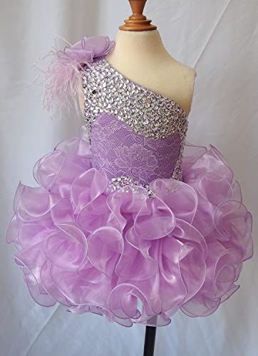 Toddler Girls' Ruffles Crystal Cupcake Pageant Dresses Short Princess Birthday Party Tutu Ball Gowns PT0342