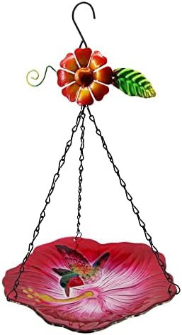 WUFEILY Hanging Bird Bath Glass Bird Bath Hummingbird Outdoor Bird Feeder Garden Yard Decorations