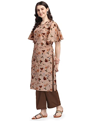 Image of EthnicJunction Women's Crepe Floral Printed Ready to Wear Straight Kurti