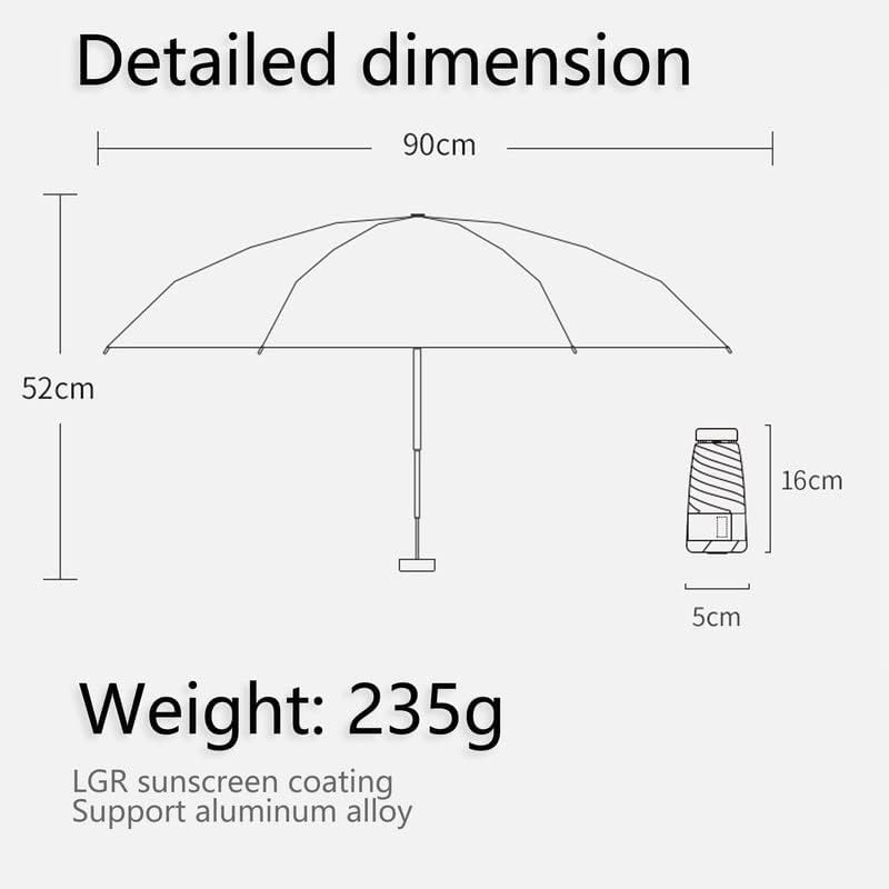 AFULILI Small Mini Umbrella For Travel Compact UV Umbrella For Sun&Rain Windproof Lightweight Simple Color Flod Umbrella For Women Man Kids（White Gold）
