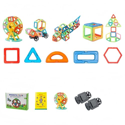 JORERAORMES【強力磁石積み木】マグネットタイル 知育玩具 子供 創造力 空間認識 安全素材 磁性玩具 男女兼用 誕生日プレゼント 収納ケース付き (72pcs)