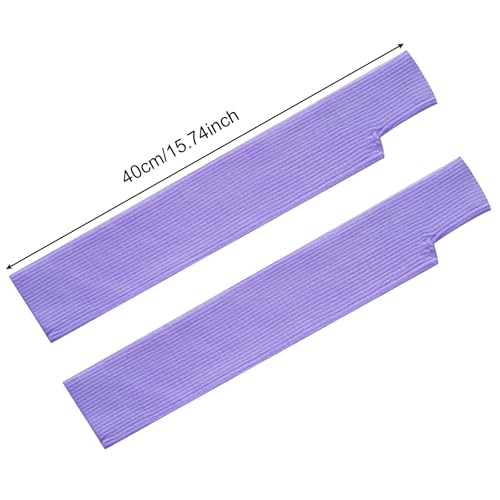 Tongcloud Arm Warmers Fingerless Long Gloves for Women for Women with Thumb Hole (Taro purple, 15.8inches) - Thumbnail 2