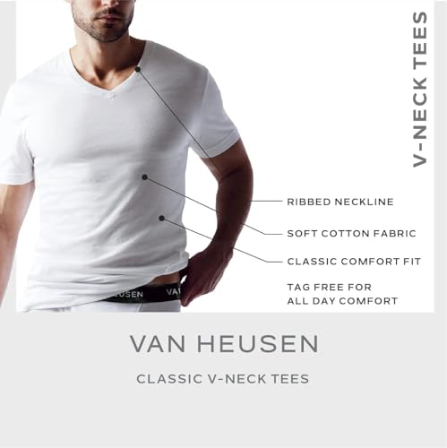 Van Heusen Mens Undershirts - 4 Pack Cotton Crewneck & V Neck Undershirts for Men - Base Layer Plain White T-Shirts for Men2