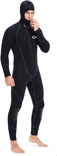 Miniatura 4 de Traje de neopreno de 0.197in, 0.118in, para hombre, traje de buceo, con cremallera frontal, sudadera con capucha para esnórquel, trajes de surf de