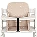 Sitzverkleinerer für Hochstuhl Baby Sitzkissen Stuhl - Kinder Sitzauflage für Hauck und Stokke Kinderhochstuhl High Chair Cover für Kinderstuhl Babystuhl und Hochstühle Beige mit Weiß Sternen