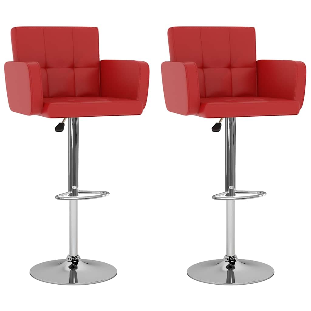 Juego de 2 taburetes de bar de piel sintética, altura regulable, giratorio, con muelle de gas, estructura de acero cromado, reposapiés y respaldo para cocina, comedor, bar