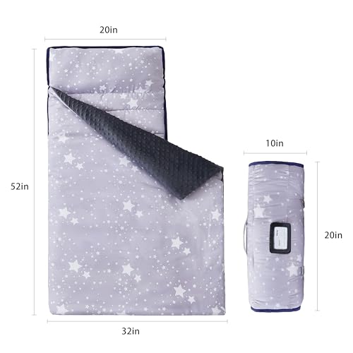 Image of MORAIS Toddler Nap Mat with Pillow and Blanket, 52 inch x 20 inch Lightweight and Soft Nap Mat for Preschool, Daycare, Travel Sleeping Bags