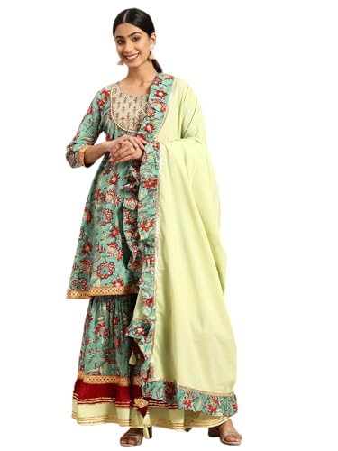 Rapsodia Women Cotton Printed Kurta with Gota patti work, Printed...