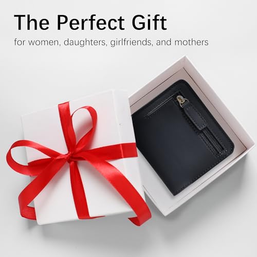 Gostwo Small Wallet for Women, Slim Bifold Credit Card Holder, Compact RFID Blocking Cash Wallet, Billfolds Thin Leather Zipper Pocket, Mini Wallet Gift for Ladies Teen Girls Travel with ID Window 6