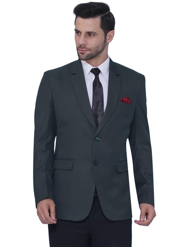 Image of FAVOROSKI Tuxedo Formal Blazers for Men with 2 Pockets | Rayon Slim Fit Single Breasted Blazer | Semi Ethnic Wear Tuxedos | Solid Tuxedo Blazers in Shawl Collar | Blazer for Wedding, Festive, Formal