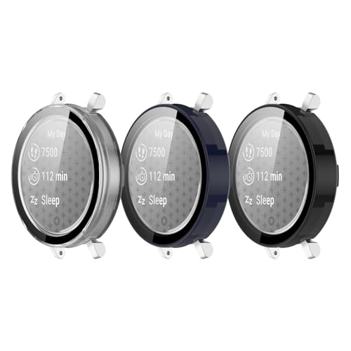 Protective Case Compatible for Garmin Lily 2 Screen Protector, PC Protective Case Bumper Frame Rugged Cover Compatible for Garmin Lily 2 Smartwatch Accessories (Clear/Blue/Black)