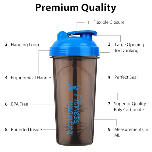 Image of Fitness Mantra 700ml Classic Shaker Bottle for Men & Women |Capacity 700 ml, Blue /Grey|