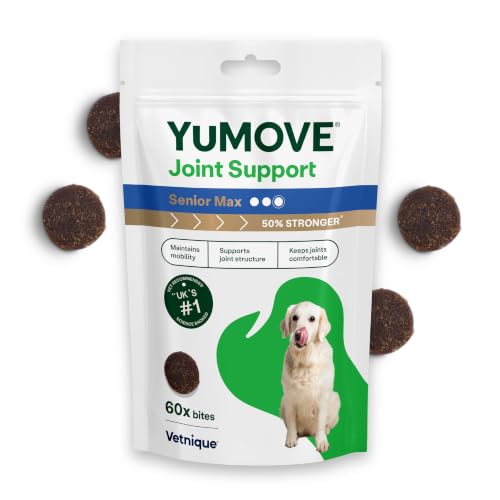 YuMOVE Max Strength Joint Supplement Hip & Joint Aid with Glucosamine Chondroitin Green Lipped Mussel Aged 8+ 60 Chews | Unflavoured