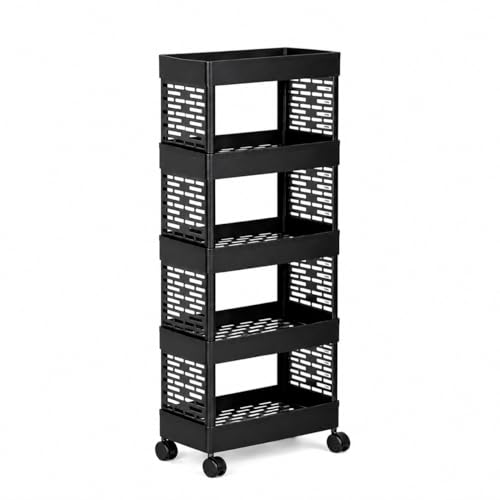 Image of wall love Plastic Storage Rack Trolley with Wheels for Kitchen, Bathroom & Bedroom - Multipurpose Organizer Shelf Rack for Fruits, Toiletries, Snacks and Household Storage (5 Layer)