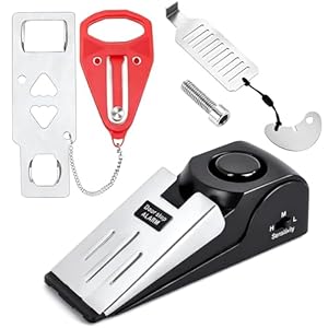Portable Door Lock, 3 PCS Hotel Door Lock Travel Safety, Non-Slip Wedge Door Stopper Alarm with 120dB Alert, Travel Door Lock for Home Hotel Travel Security Personal Protection (No Battery)