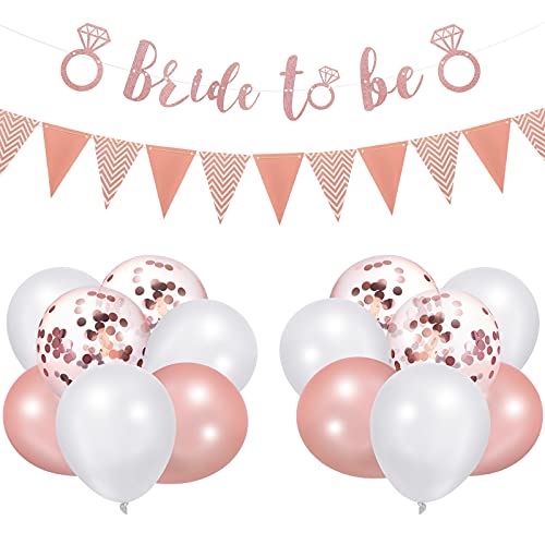 16Pcs Hen Party Decoration Set, Bride To Be Letter Banner, Triangular Banner, 14 Latex Balloons for Bridal Shower Wedding