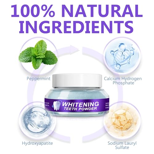Image of Teeth Whitening Powder, Stain Removal, Purely White Deluxe Powder Natural & Effective Formula for Sensitive Teeth,15g