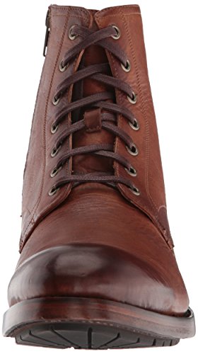 Image of Frye Bowery Lace Up Vintage-Style Leather Boots for Men - Fine Pull-Up Leather with Zipper Closure, Antique Brass Hardware, and Lug Traction Outsole