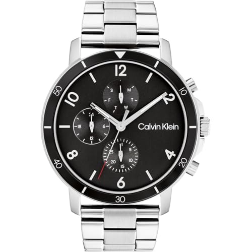 Calvin Klein Reloj Analógico de Cuarzo Multifunción para Hombre Colección Gauge Sport con Correa de Acero Inoxidable Plateada - 25200067 Calvin Klein Reloj Analógico de Cuarzo Multifunción para Hombre Colección Gauge Sport con Correa de Acero Inoxidable Plateada - 25200067
