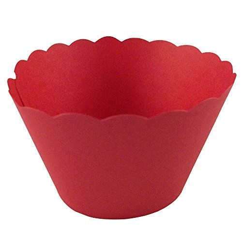 Cupcake Wrappers x 50 Per Pack, Cupcake Wrap Sleeve, Wedding, Birthday Party (Dark Red)
