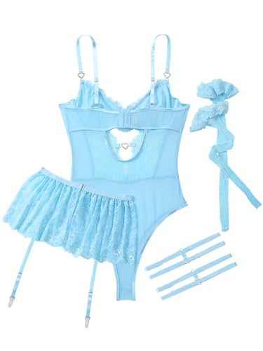 Image of Lilosy Sexy Lingerie Set 3 Piece Women Corset Bodysuit Skirt