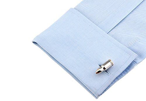 MRCUFF Bullet 2 Two Tone Shell Casing Army Police Pair Cufflinks in a Presentation Gift Box & Polishing Cloth3