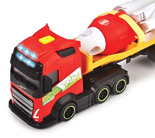 Dickie Toys - Heavy Load Truck - Schwertransporter, großer LKW mit Anhänger und Windkraftanlage, mit Licht und Sound, Spielzeug für Kinder ab 3 Jahren, Mehrfarbig, 203747011