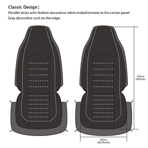 TOYOUN Classic Universal PU Leather Car Front Seat Covers High Back Bucket Seat Cover - Fit Most Cars, Trucks, SUVS, or Vans 2 PCS Gray Auto Seat Covers Set Car Seat Protector for All Seasons - Image 4