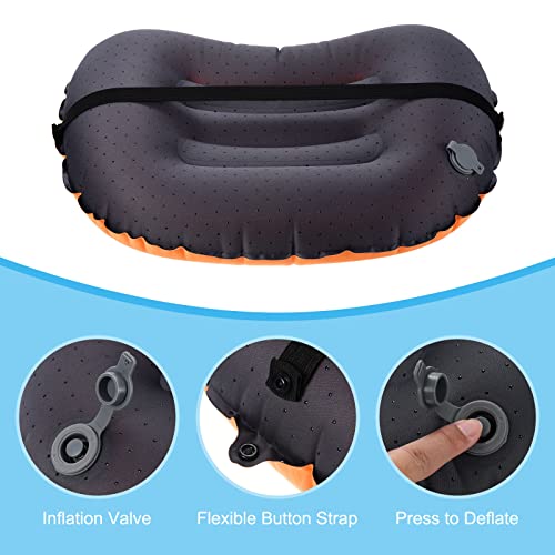 Patikil Inflatable Pillow, Large 17 X 13 Ultralight Camping Travel Pillow Desk Rest Cushion With Storage Pouch For Hiking Backpacking, Orange #TOP3