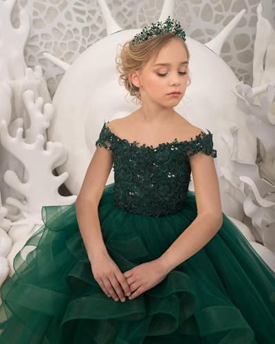 Tiered Tulle Flower Girl Dresses for Wedding Appliques Ruffles Pageant Dress Princess Kids Formal Prom Ball Gowns4