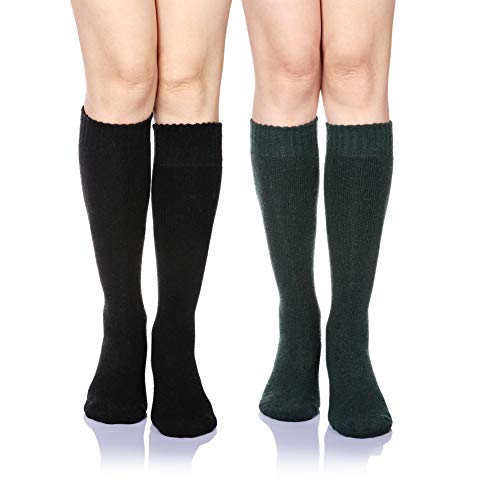 Image of DoSmart Womens Winter Warm Knee High Socks Ladies Wool Cozy Thick Hiking Skiing Comfy Thermal Boot Long Socks 2 Pairs