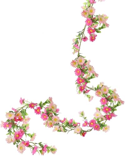 6.5ft Silk Flower Garland Pink Wildflower & Artificial...
